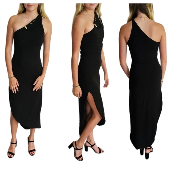 Halston Heritage Black One Shoulder Dress - Picture 1 of 16